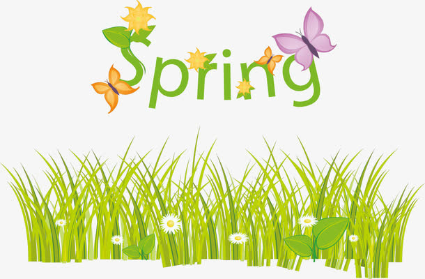 spring 春天 草地 蝴蝶免抠