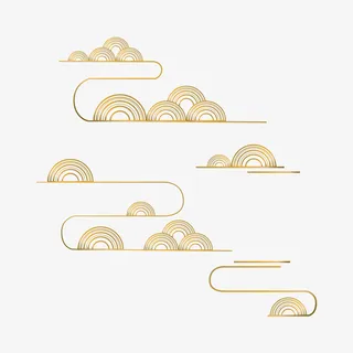 祥云 金色 国潮 金色祥云免抠