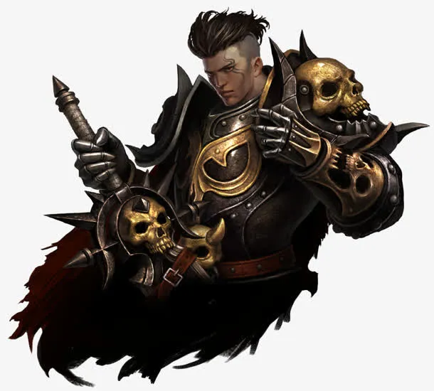 黑色骷髅铠甲游戏人物免抠