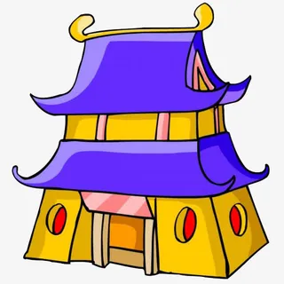 彩色卡通寺庙免抠