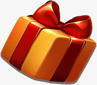 手绘黄色圣诞节礼盒蝴蝶结免抠