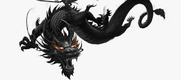 狰狞黑色巨龙中国风免抠