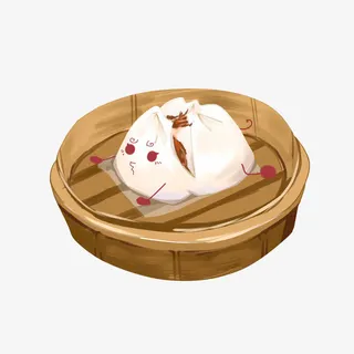 卡通可爱叉烧包子素材免抠