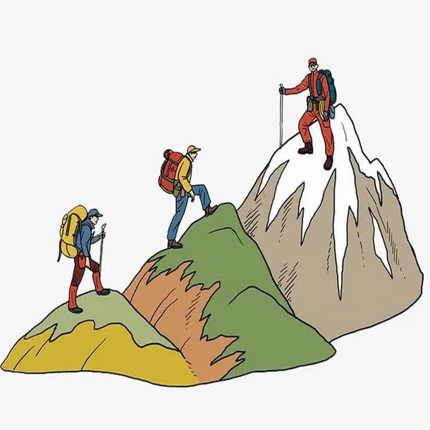 手绘爬山免抠