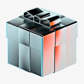 蒸汽波 酸性 礼盒 金属 渐变 橙色免抠