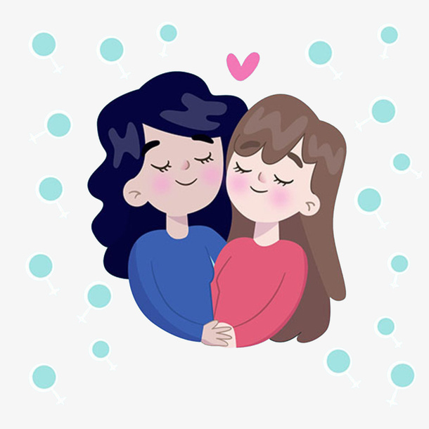 手绘母女免抠