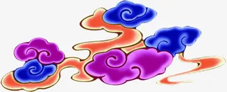 彩色卡通祥云七夕免抠