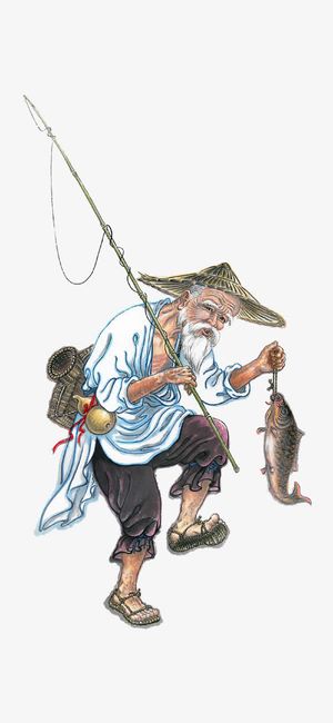 手绘渔夫免抠
