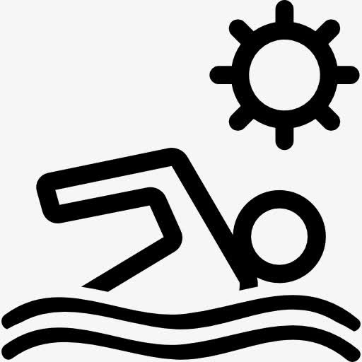 游泳者在水浪在阳光下图标免抠