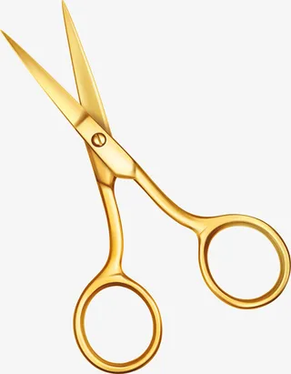 手绘卡通金色剪刀免抠