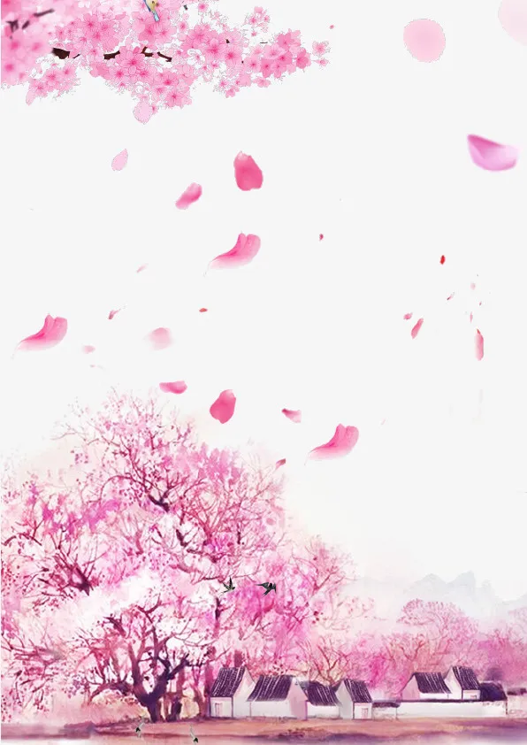 粉色浪漫桃花背景免抠免抠