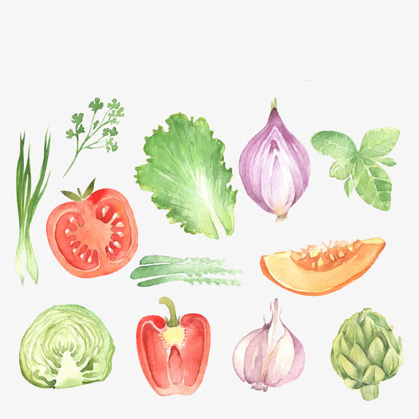 手绘新鲜的蔬菜免抠