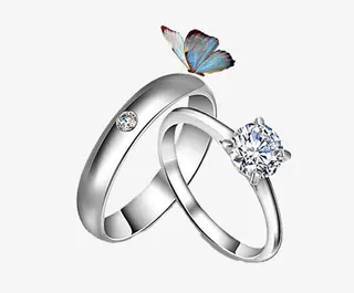 铂金钻石对戒免抠