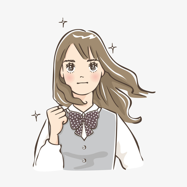 元气满满卡通少女矢量图免抠