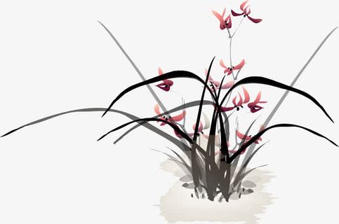 兰花燕子水墨免抠