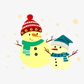 矢量戴帽子的雪人免抠