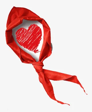 夹着爱心桃的红领巾免抠