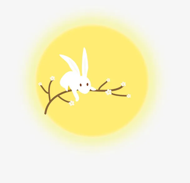 黄色中秋圆月元素免抠