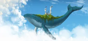 卡通天空鲸鱼创意海报背景高清
