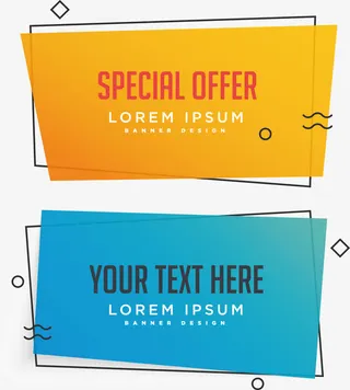 双色促销横幅免抠