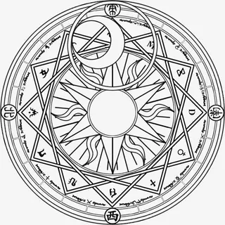 黑色仪式魔法阵日月元素免抠