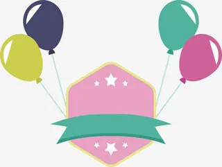 气球装饰六边形标签免抠