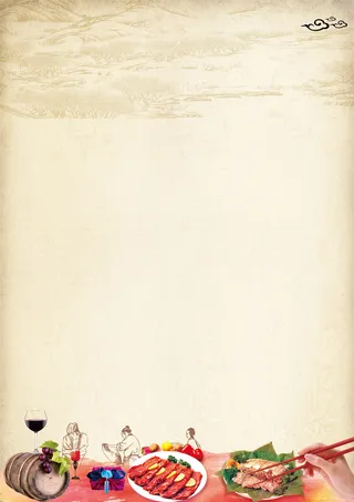 复古水墨美食背景素材高清