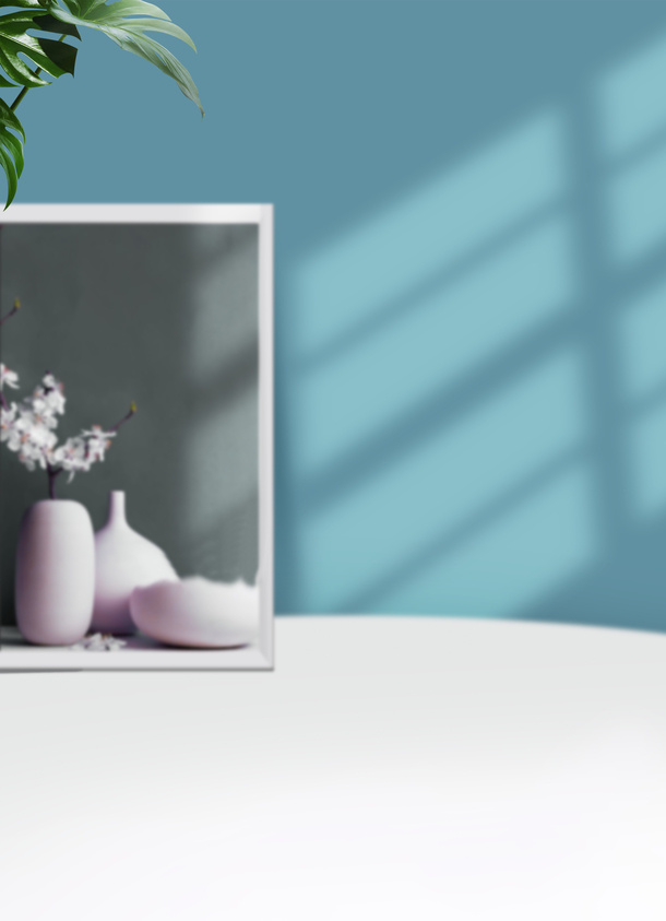 家居白色桌子免抠背景场景背景元素