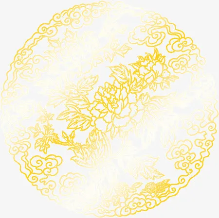 黄色边框花纹免抠