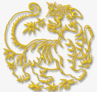 金色中国风老虎线条免抠