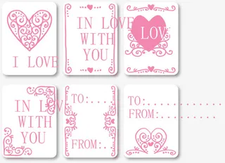 粉色花纹爱心留言卡矢量图免抠