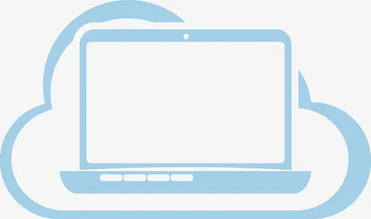 蓝色电脑云朵图免抠