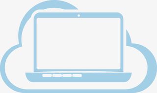 蓝色电脑云朵图免抠