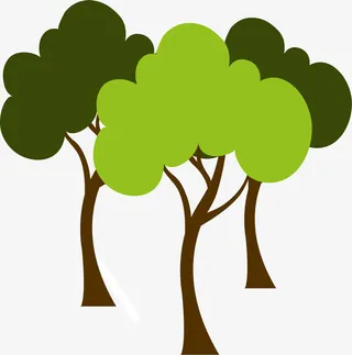 绿树春天矢量卡通免抠
