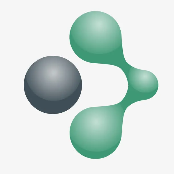 矢量分子式绿色质感结构图免抠
