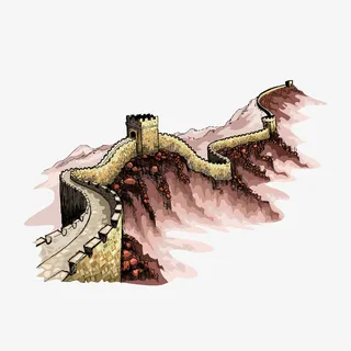 手绘万里长城矢量图免抠