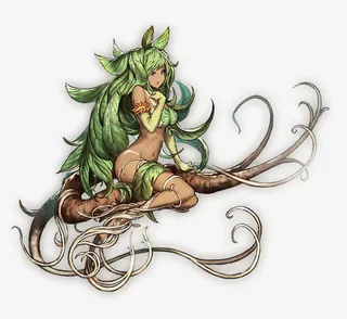 骑着树枝的绿色系少女免抠