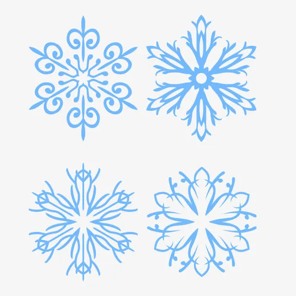 4枚对称雪花花纹免抠