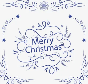 蓝色浪漫花边免抠