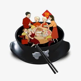 创意除夕年夜饭合成图免抠