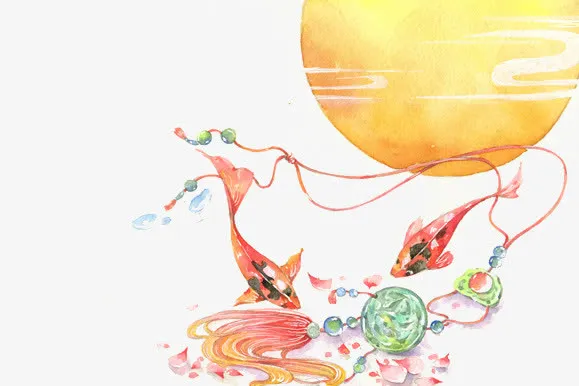唯美古风手绘插画免抠