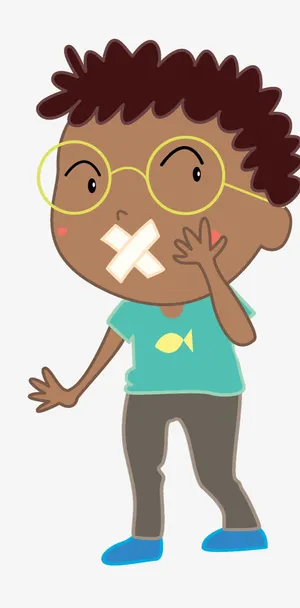 卡通戴眼镜胶带封嘴小男孩免抠