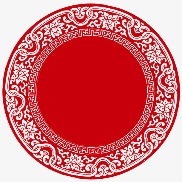 剪纸图章红色免抠