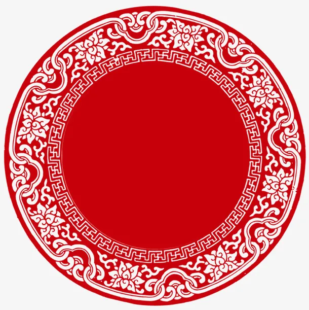 剪纸图章红色免抠