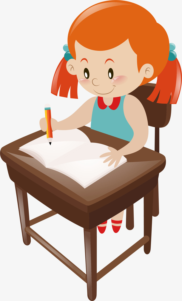 开学季写作业的小女孩免抠