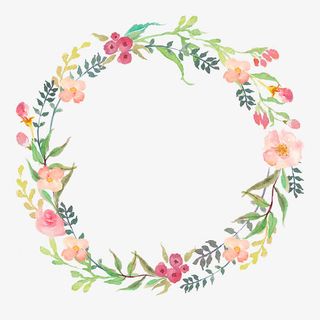 手绘水彩装饰花草边框免抠