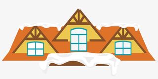 矢量橙色房子屋顶积雪免抠