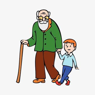 一起散步的祖孙免抠