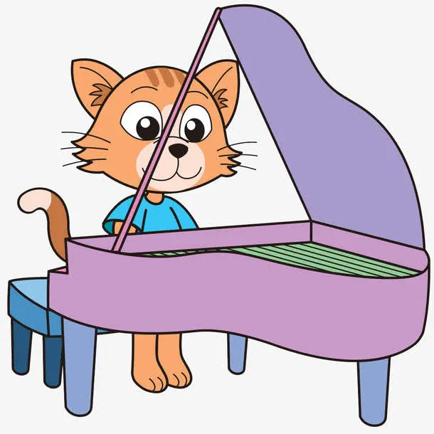 小猫弹钢琴免抠
