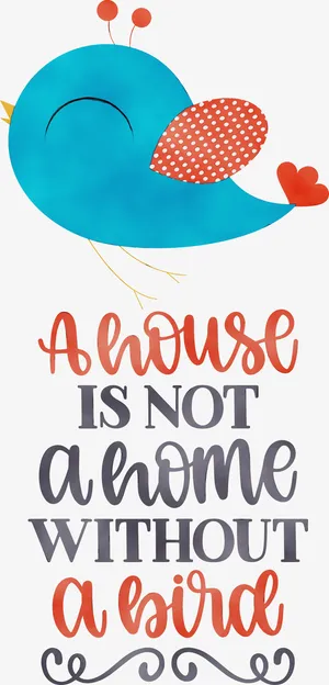 蓝色手绘飞翔的快乐小鸟免抠